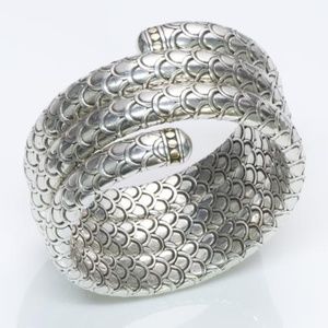 JOHN HARDY 18K Gold and Sterling Silver Triple Coil NAGA DOT Wrap Bracelet